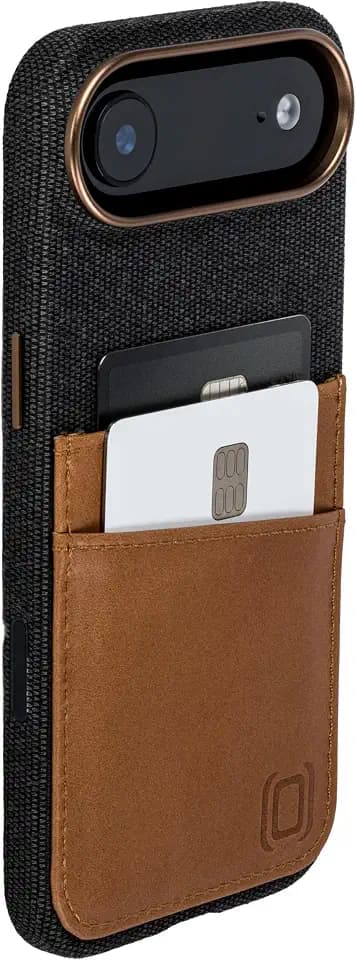 Dockem M2F Fabric Wallet Case for iPhone 17 Air, 2 Leather Card Slots
