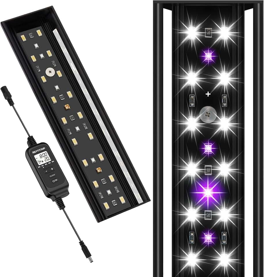 REPTITRIP 8-Inch LED UVB Reptile Light with Auto On/Off & Preset Day-Night Cycle Dimming, 4 UVI Modes Fixture Controller, 8W Aluminum UVA UVB Lamp for Bearded Dragons, Turtles & Snakes, 6500K