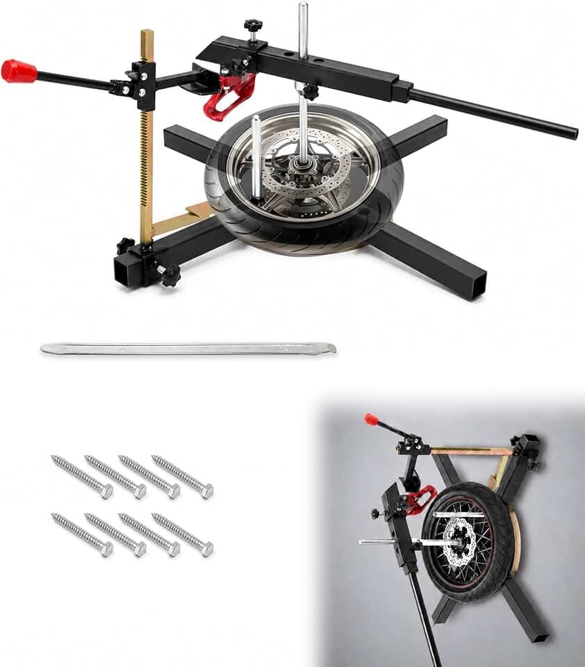 Wall-Mounted Manual Motorcycle Tire Changer Kit, 12''-21'' Tire Changer