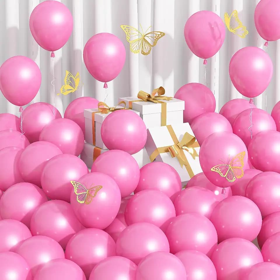 Pearl Pink Balloons - 100 PCS Small Mini Helium Latex Soft Macaron Balloons for Baby Pink Birthday Decorations