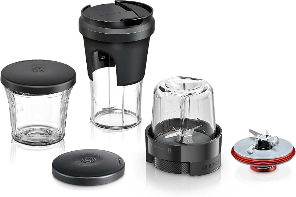 Bosch Multi-Zerkleinerer-Set MUZS68TM, 5-in-1, Mixen, Mahlen, Hacken, Aufbewahren, ToGo-Becher, Zubehör passend für Küchenmaschine Serie 6, Serie 8, OptiMUM