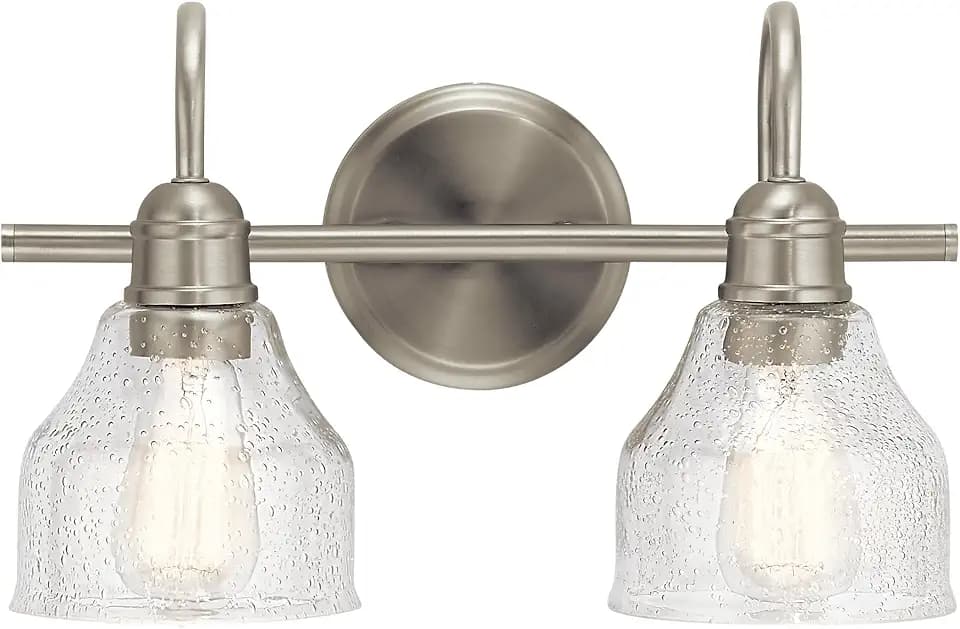 Kichler Avery 2-Light Farmhouse Vanity Light, Brushed Nickel