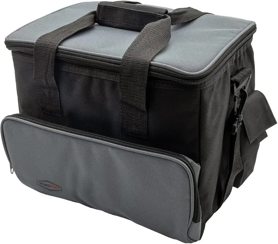 RoadPro RP5370 12-Volt Soft Sided Cooler Bag - Portable Camping 12V Electric Cooler for Camping Tailgating Traveling Plug in Cooler - Cools 35 Degrees Below Ambient Temperature