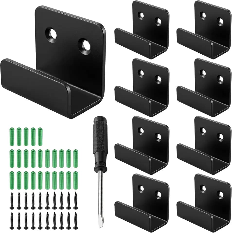 8 Stück U Winkel Halterung Edelstahl, Schwerlast Winkelhaken zum Schrauben mit Schrauben, 15 mm Innenbreite Winkel Schwarz für Bilder, Leinwand, Spiegel