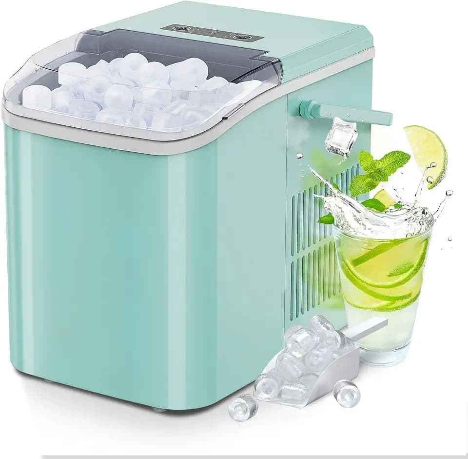 OLIXIS Ice Maker Machine with Handle,26lbs in 24 Hours, Portable Ice Maker