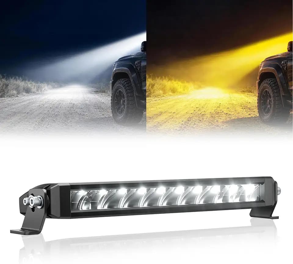 White Amber LED Light Bar 12”100W Slim Off Road Auxiliary Light