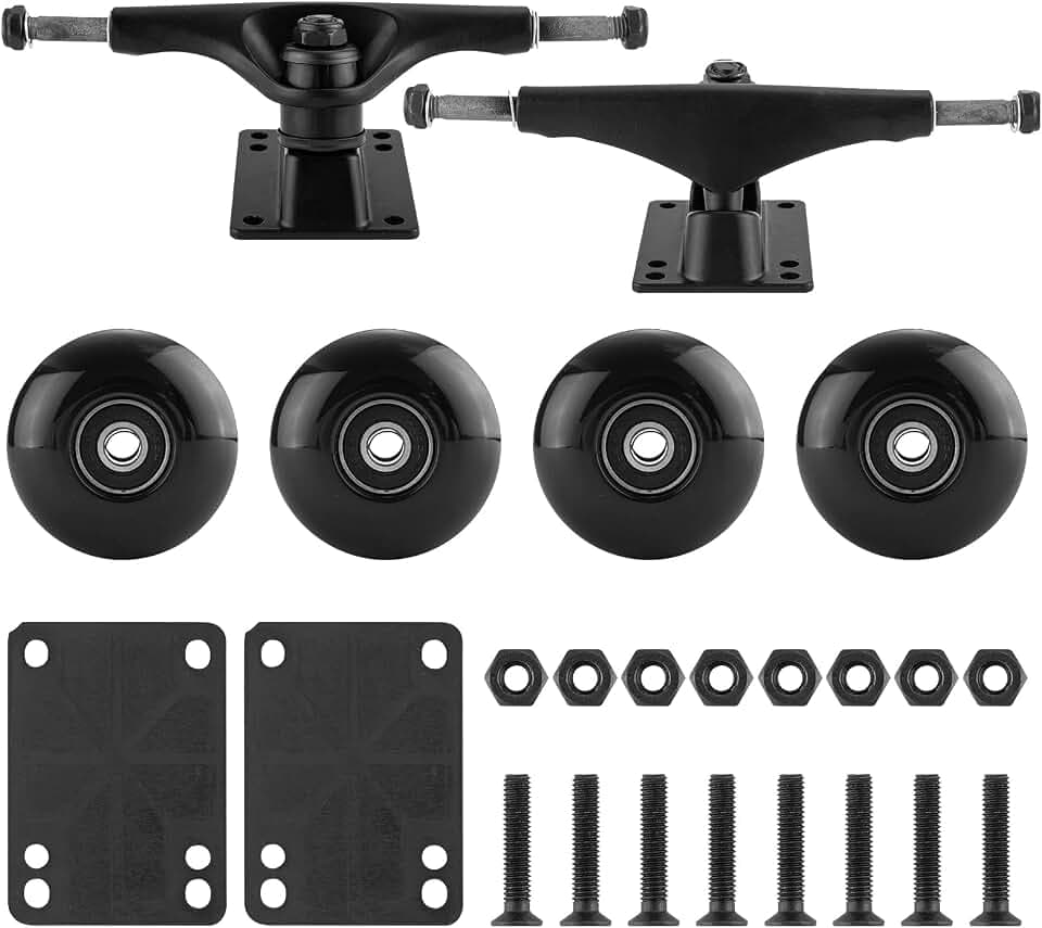 Skateboard Truck,Skateboard Wheels 52mm Suitable for Skateboarders,Fits 7.5-8" Deck,Skateboard Bearings,Skateboard Pads,Durable Skateboard Hardware Combo Starter Kit