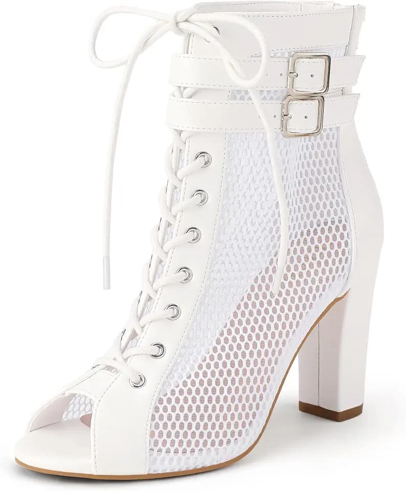 IDIFU IN4 High Heels for Women Peep Toe Mesh Heeled Sandals