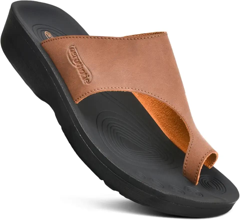 AEROTHOTIC Comfy Arch Support Flip Flops for Women Bunion Split Toe Sandals