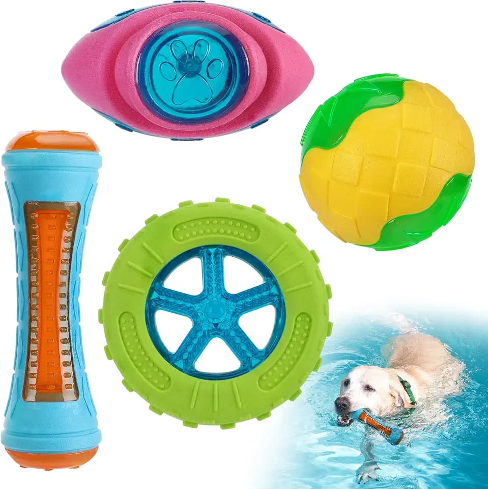 4 Pcs Interactive Dog Pool Toys, Water Floating Toys for Medium Large Dogs