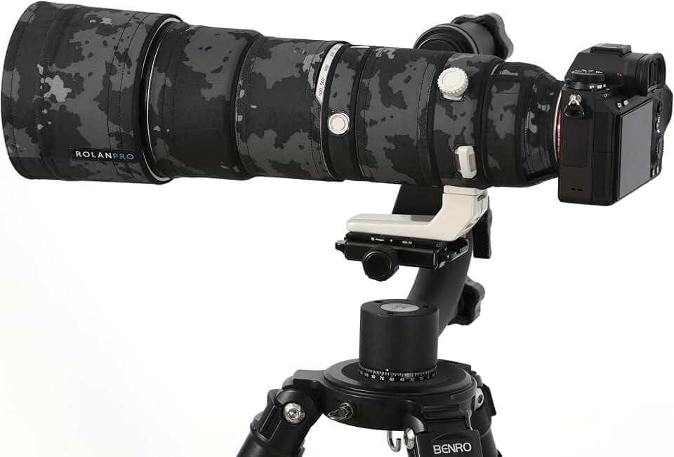 ROLANPRO Objektivabdeckung Camouflage Regenschutz für Sony FE 200–600 mm F5.6–6.3 G OSS Objektivschutzhülle, Waffenbekleidung, #18, Dunkelschwarz wasserdicht