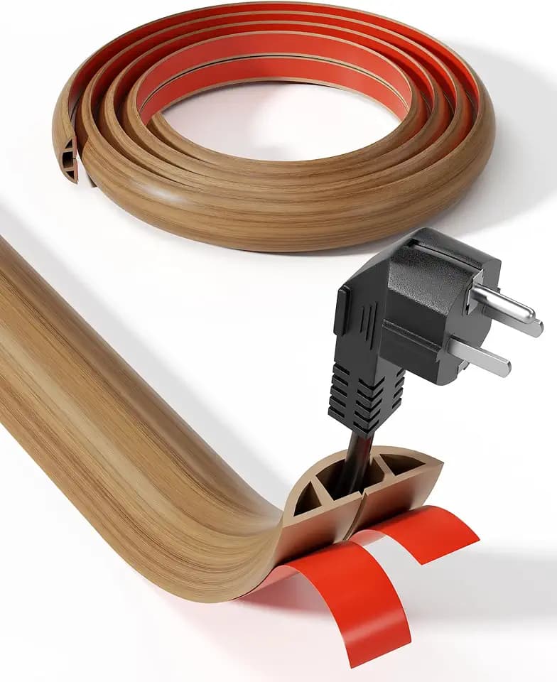 YECAYE 5ft Floor Cord Cover, Brown Wood,1.18''W*0.39''H