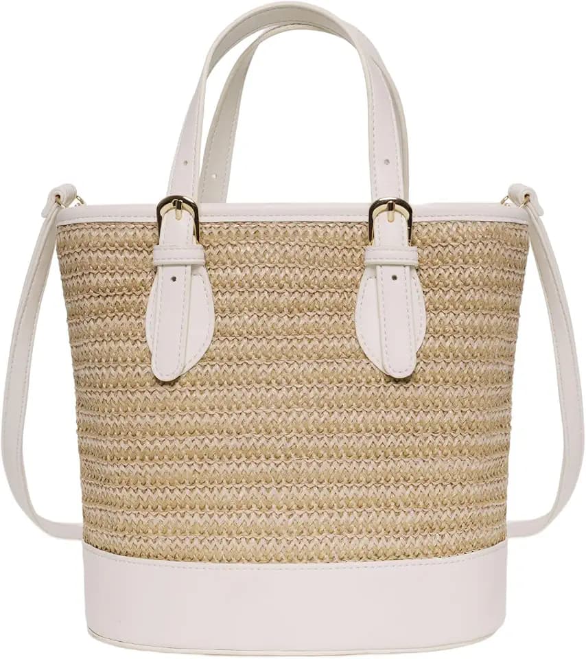 Trendy Women’s Straw Bucket Bag Straw Crossbody Bags For Women Summer Beach Clutch Travel Top-handle Shoulder Purse 2026