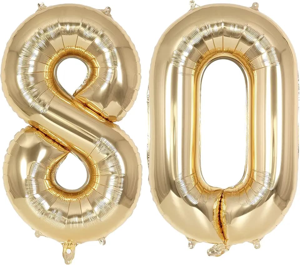 Champagne Gold Large Number 80 Balloon, 40 Inch Light Gold Foil Helium Number Balloons, Giant Mylar Number 80 Balloons for 80 Years Old Birthday Party Anniversary Decorations (Champagne Gold 80)