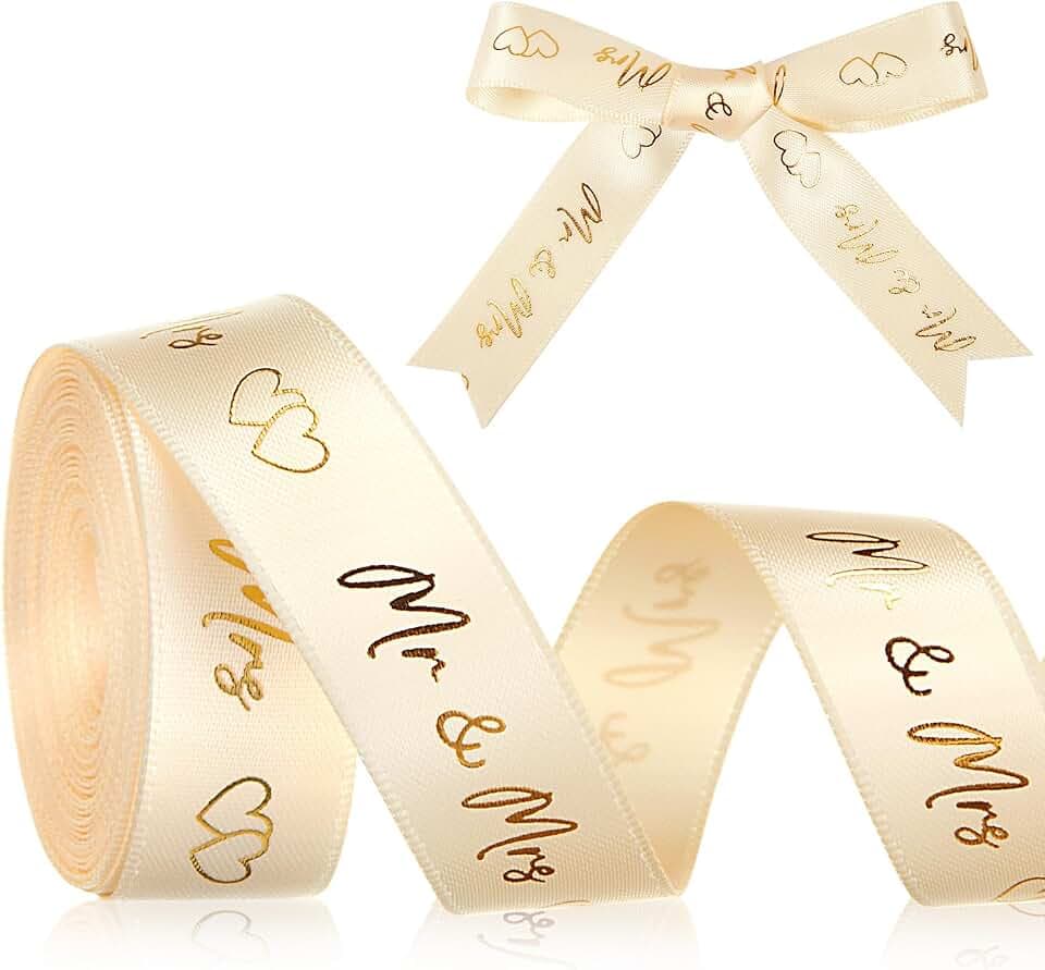 Xinnun Hochzeit Schleifenband 4,5 m x 15 mm Hochzeit Geschenkband, Gold