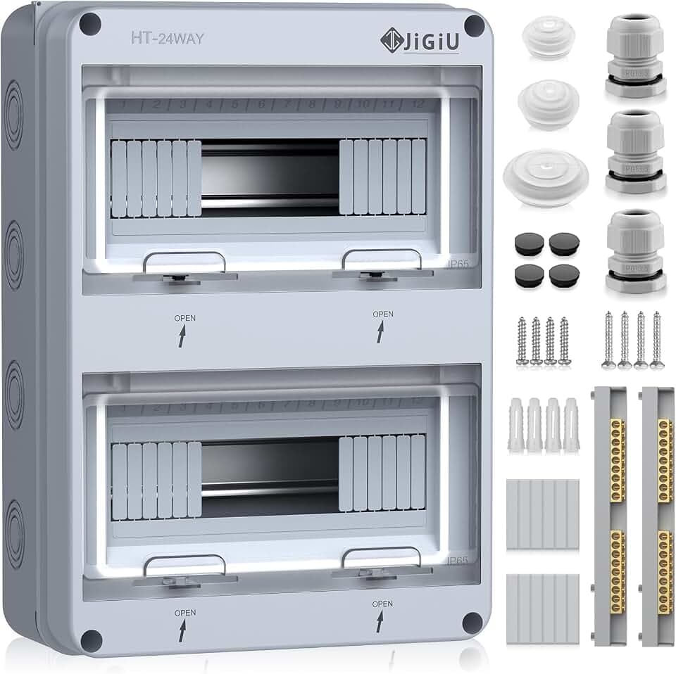JiGiU Sicherungskasten Aufputz 2-Reihig 24 Module, IP65 Wasserdicht