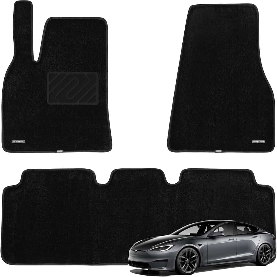 WENNEBIRD Carpet Floor Mats for Tesla Model S 2012-2020, 3Pc