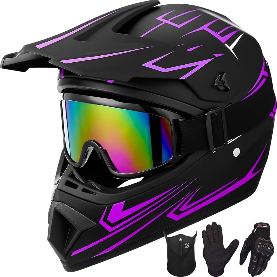 Yesmotor Youth Kids Dirt Bike Helmet DOT Approved, Full Face Motocross Set