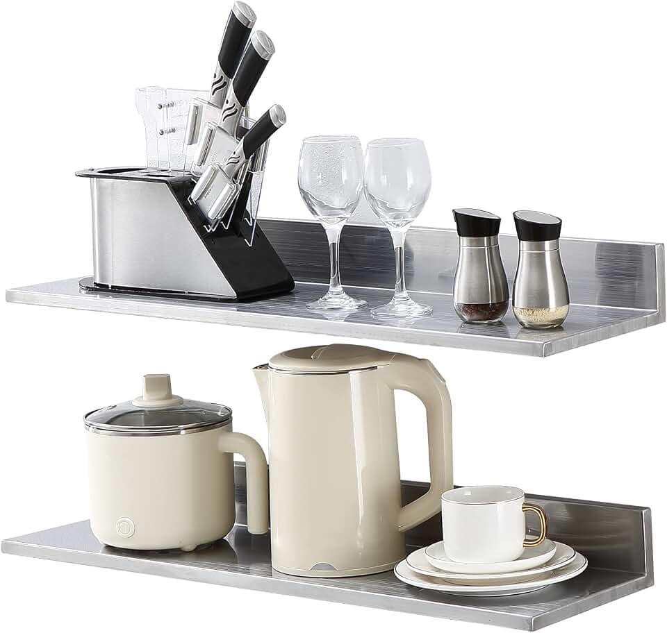 VEVOR Gewürzregal Wandregal 2-teilig, Hängendes Küchenregal 762 x 218 x 85 mm, Schweberegal Edelstahl 20 kg Belastbar, Regalbrett Wandboard Gewürzregal Geeignet für Küchen, Restaurants, Hotels usw.