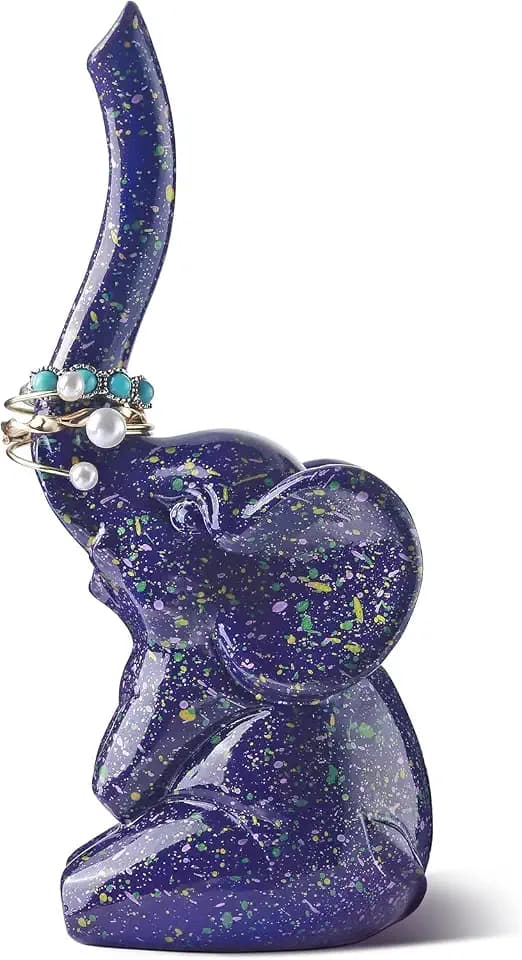 Lila Elefanten Ringhalter Schmuckständer, Keramik Elefant Schmuckhalter, Geburtstagsgeschenk Weihnachtsgeschenke Hochzeitsgeschenke für Frauen Freundin