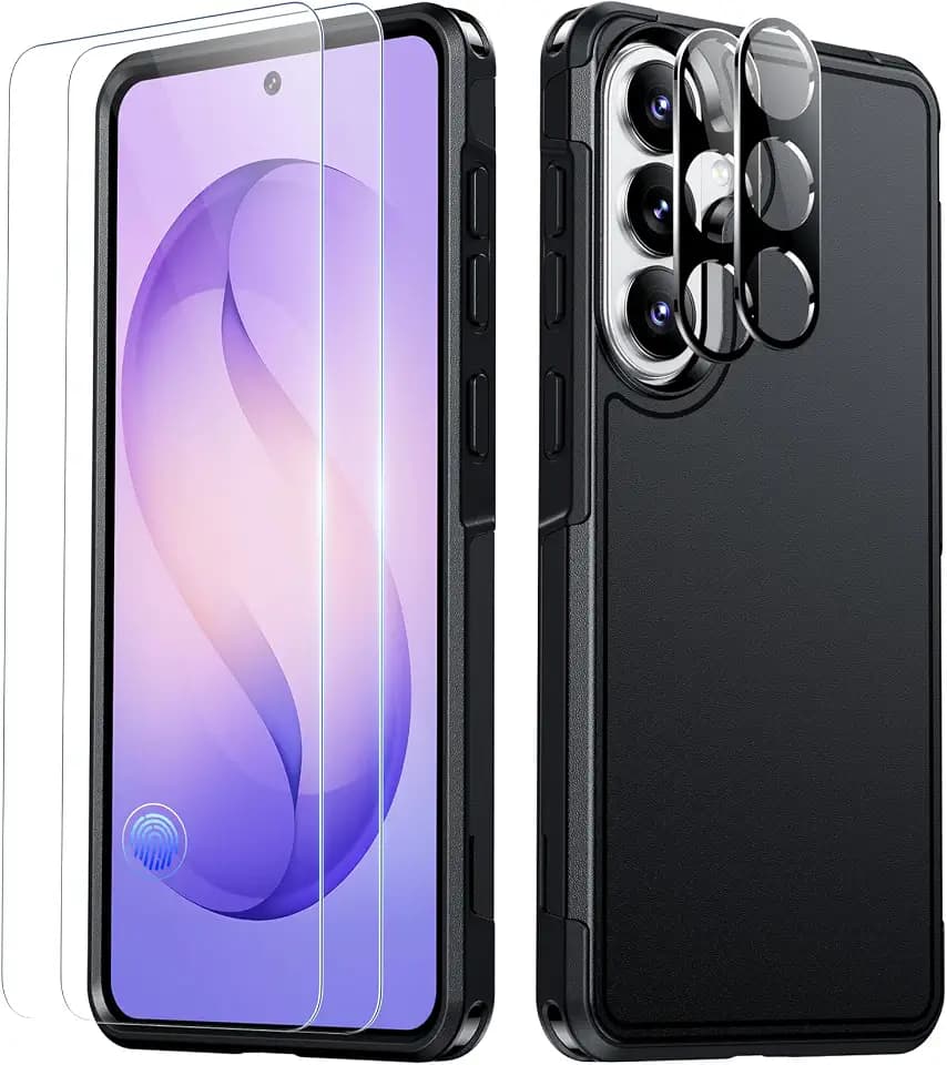 SPIDERCASE Designed for Samsung Galaxy S26 Plus Case, [10 FT Military Grade Drop Protection], 2 Pack [Tempered Glass Screen Protector+Camera Lens Protector] Heavy Duty Shockproof Case, Black