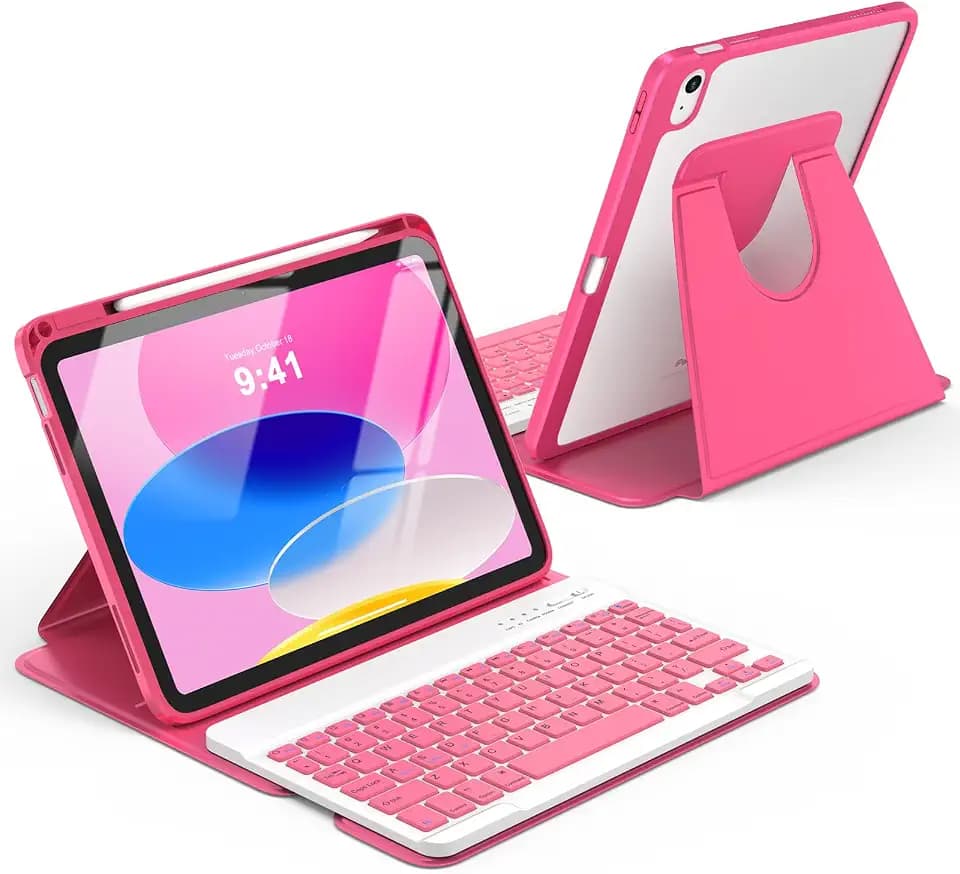 besky Keyboard Case for iPad A16 11th/10th Gen 11/10.9 Inch, 360° Rotatable