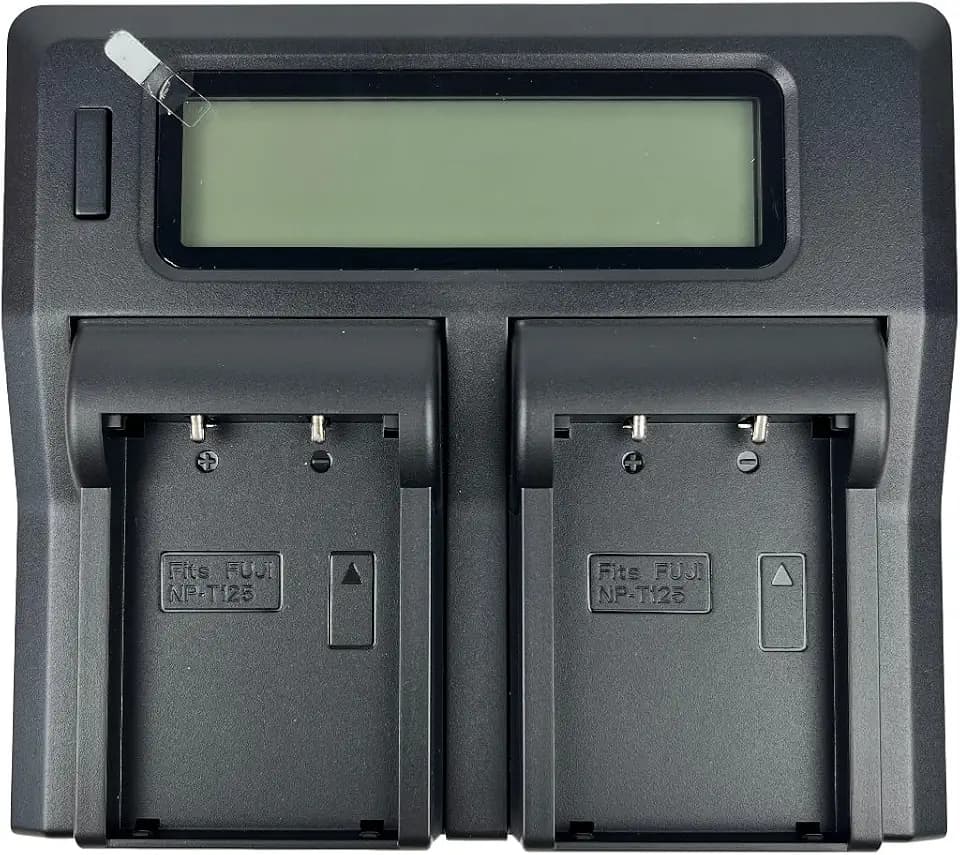Quick LCD Dual Battery Charger for NP-T125 NPT125, Fits GFX 50S GFX50S GFX 50R GFX50R GFX 100 GFX100 Camera and VG-GFX1
