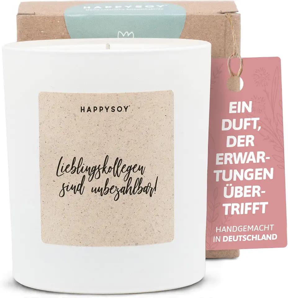 Geschenke für Kollegen - Duftkerze mit Spruch - Arbeitskollegen, Abschiedsgeschenk, zum Abschied, Lieblingskollegen - Handgemachte Kerze - Sojawachs - Weiß