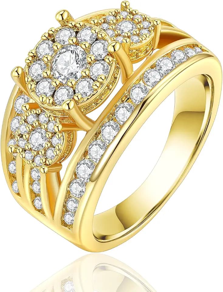 3 Round Cut Half Eternity CZ Simulated Diamond14K White Gold Plated Wedding Band Ring Engagement Bridal Ring