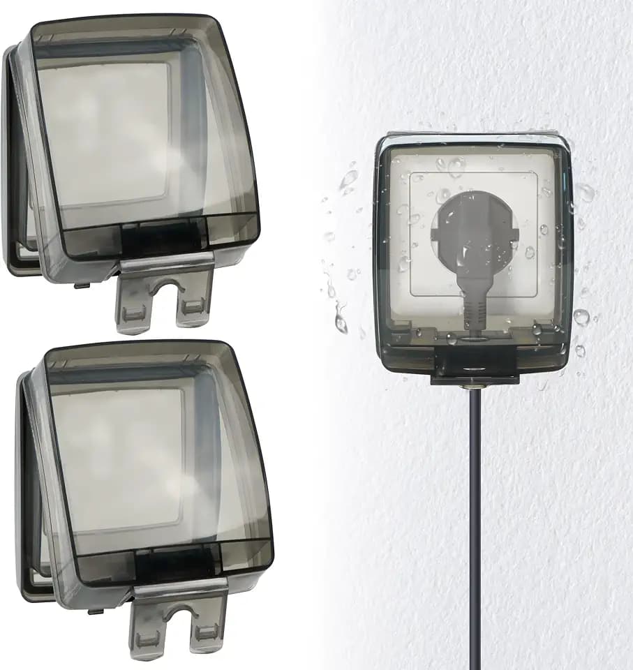 Spritzwassergeschützte Steckdosenabdeckung für Schalter, Steckdosen und Stecker, Universell Einsetzbar als Wasserdichter Schutz im Innen- und Außenbereich, Transparente