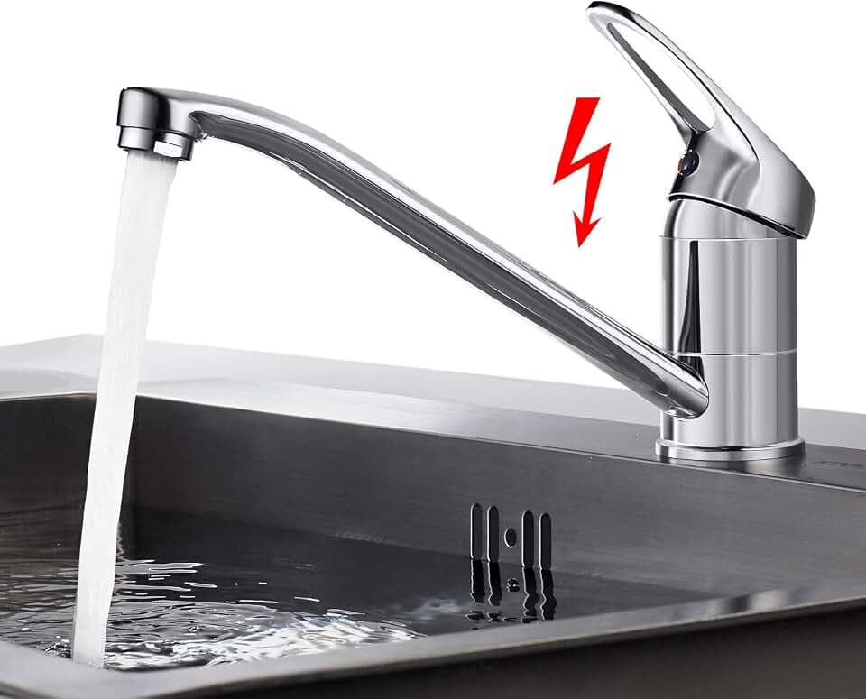 BONADE Niederdruck Armatur Küche, Wasserhahn Küche Niederdruck mit 3 Anschluessen für Boiler, 360° Drehbar Küchenarmatur Niederdruck aus Messing Verchromt, Einhand-Mischbatterie für Küche