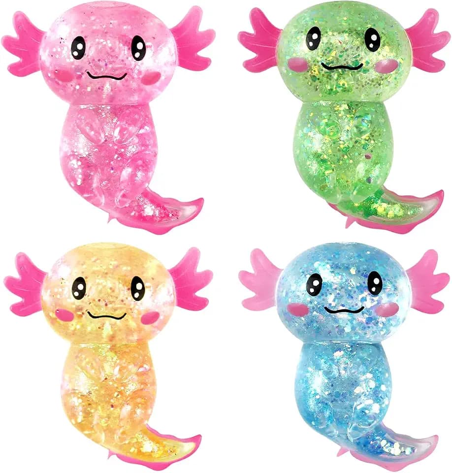 4 Stück Axolotl Squeeze Stress Spielzeug – Stressabbau & Entspannung