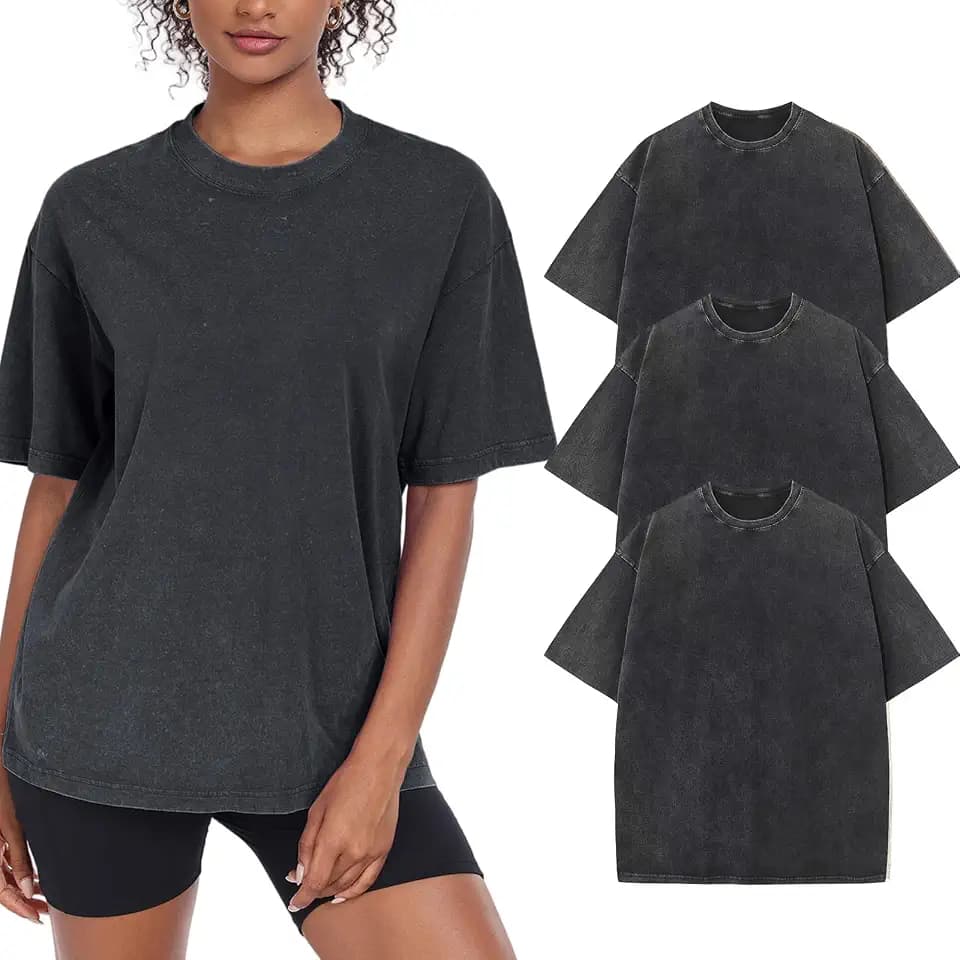 Womens Washed Vintage Oversized T-Shirt Baggy Workout Tops Short Sleeve Cotton Tshirts Streetwear Boyfriend Tee