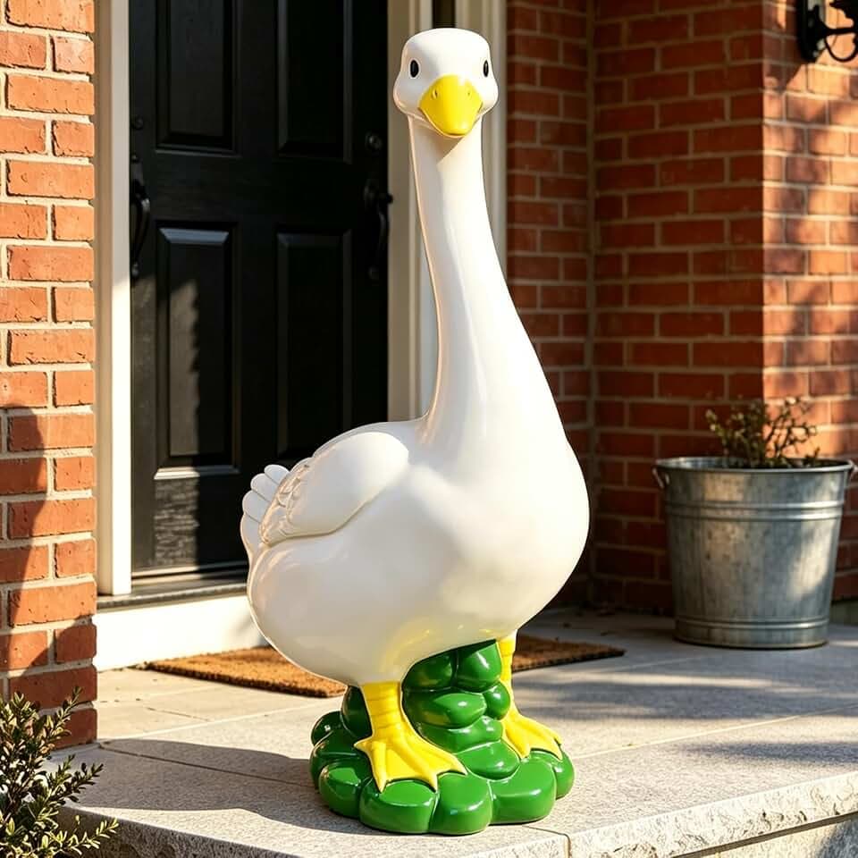Porch Goose Statue,20" Large Resin Figurine Indoor & Outdoor Garden Decor