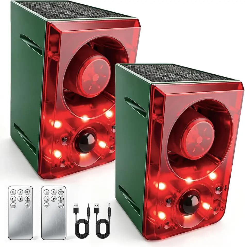 ChunHee Solar Outdoor Motion Sensor Alarm Dog Barking Gunshot Sound 130dB
