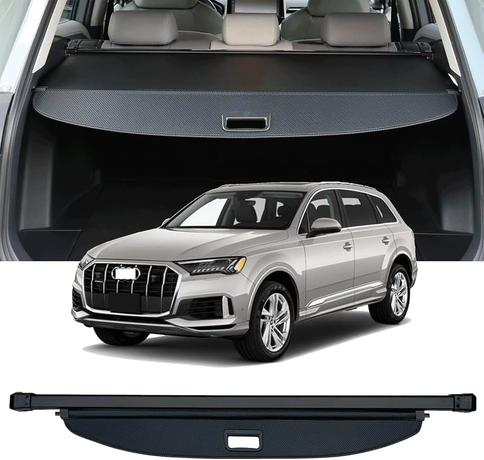 Cargo Cover Compatible with 2017-2024 2025 2026 Audi Q7 Retractable Rear Trunk Cover Trunk Security Cover Shielding Shade Privacy Screen Cover Q7 Cargo Cover