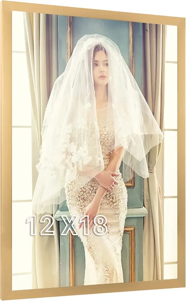 12x18 Gold Picture Frame, Ornate 18x12in Poster frame, 12 by 18 Canvas Frame, Large Gallery Family Concert Portrait Landscape Photo Wall Frame, Anniversary/Birthday/Wedding/Thank you/Christmas Gift