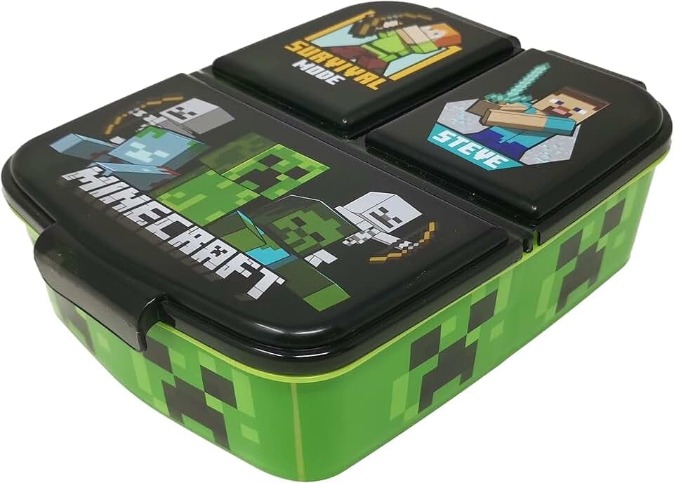 Theonoi Kinder Brotdose Minecraft – Lunchbox mit Fächern & Unterteilung, BPA-frei, Sandwichbox für Schule & Kindergarten