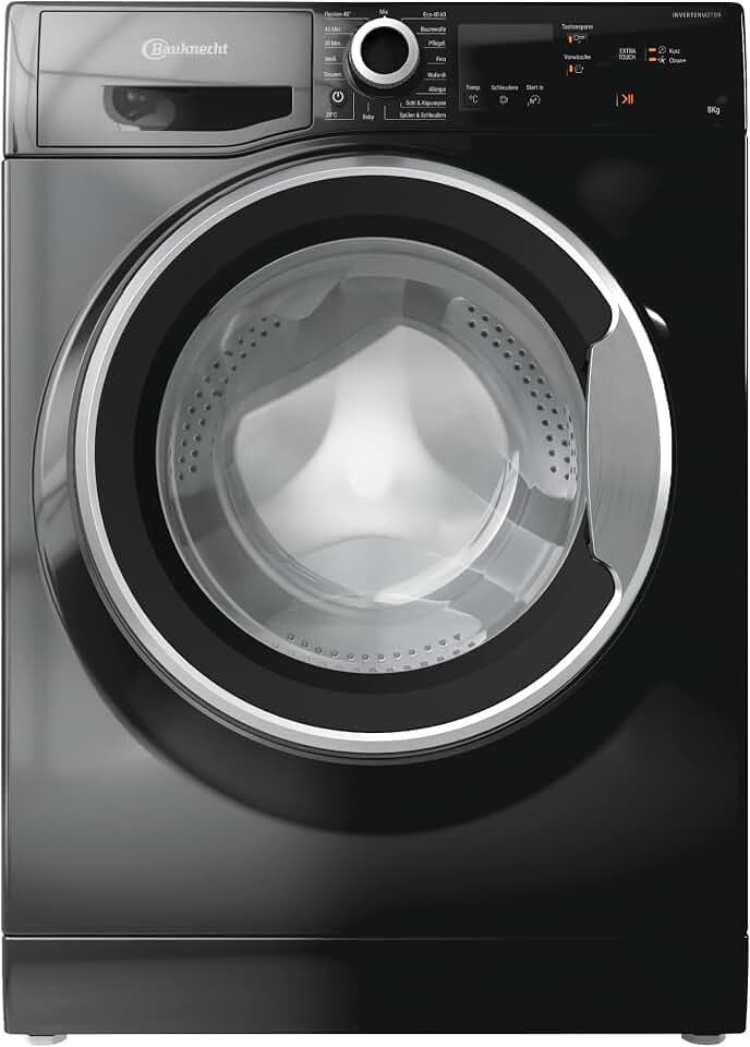 Bauknecht WM BB 814 A Waschmaschine Frontlader / 8kg / EEK A/Kurz 30 / Kurz 45 / Kraftvolle Fleckenentfernung/Anti-Allergie-Programm/Wolleprogramm/Schwarz/Langlebiger Inverter-Motor