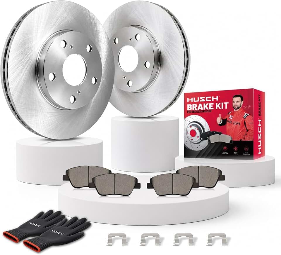 HUSCH Brake Kit Ceramic Brake Pads and Brake Rotors Fit for Ford Focus