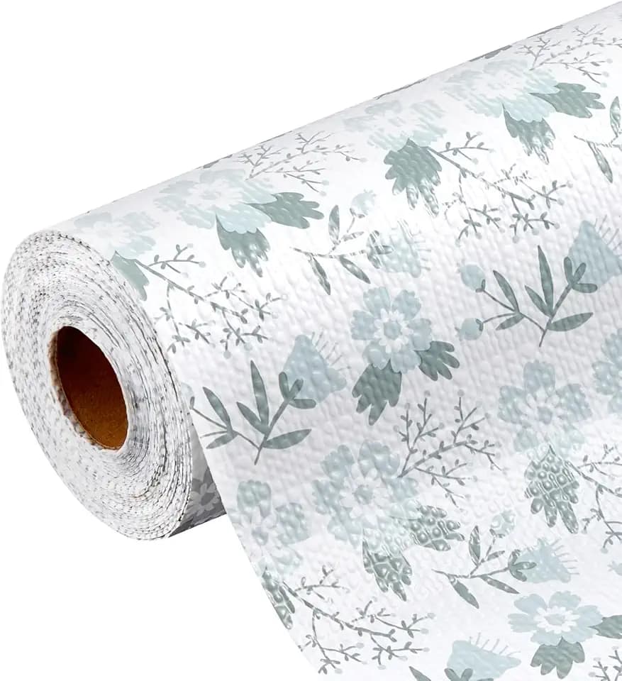 VEVOR Shelf Liner, Drawer Liner for Kitchen Cabinet, Non-Adhesive Non-Slip Waterproof Washable Shelf Paper, Easy to Cut Durable PVC Cabinet Mat for Dresser Pantry Shelve Bathroom(Floral,12in x 23FT)