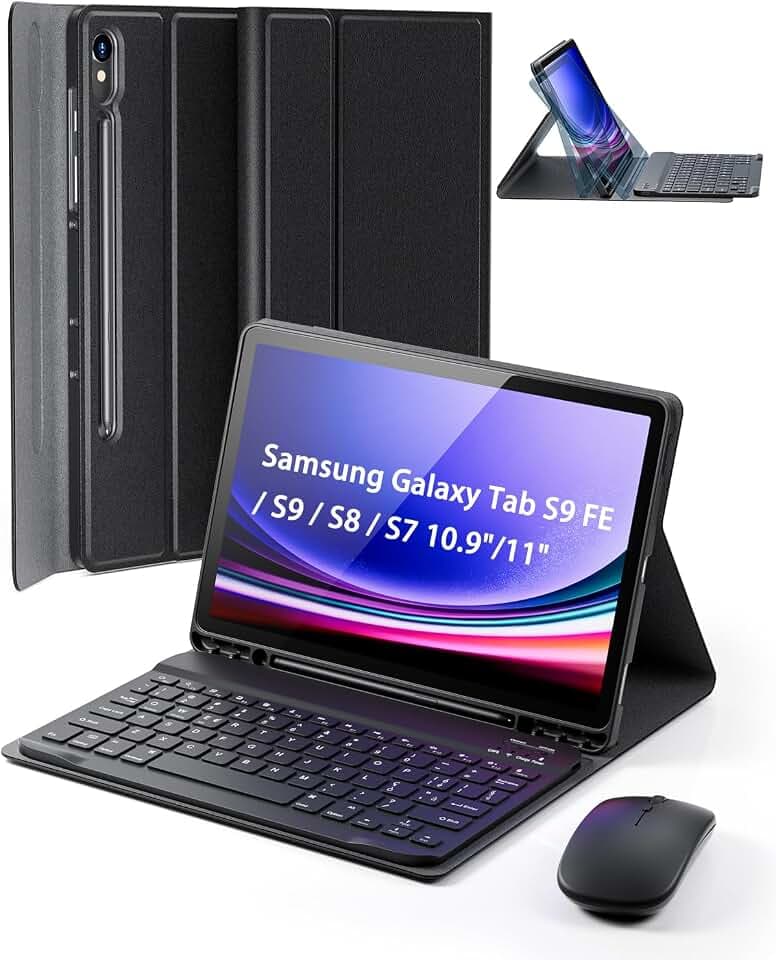 Schutzhülle für Samsung Galaxy Tab S10 Lite/S10 FE (2025)/S9 FE (2023)/Tab S9 (2023)/Tab S8 (2022)/Tab S7 (2020) 10,9-11 Zoll Italienische Tastatur mit kabelloser Bluetooth Tastatur Maus Keyboard Case