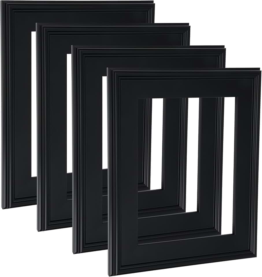 Cardinali Plein Aire Black 20x40 Open Back Frames for Canvas Art- Box of 4, 3" Wide Moulding w/Raised Edge - No Glass or Backing - 1/2" Rabbet Depth- Timeless Picture Frame for Canvas - Made in USA