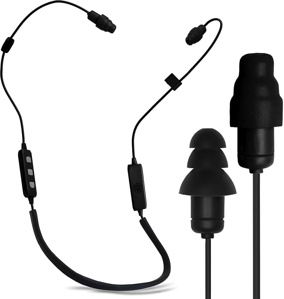 Plugfones Liberate 2.0 Bluetooth Earplug Headphones, OSHA Earbuds, Black