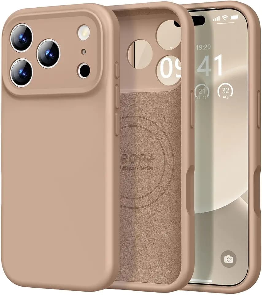 Vooii Magnetic for iPhone 17 Pro Case 6.3" Premium Silicone, Light Brown