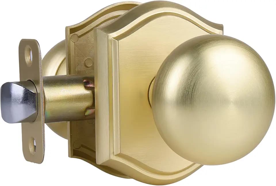 Passage Door Knob Interior, Satin Brass, Zinc Alloy