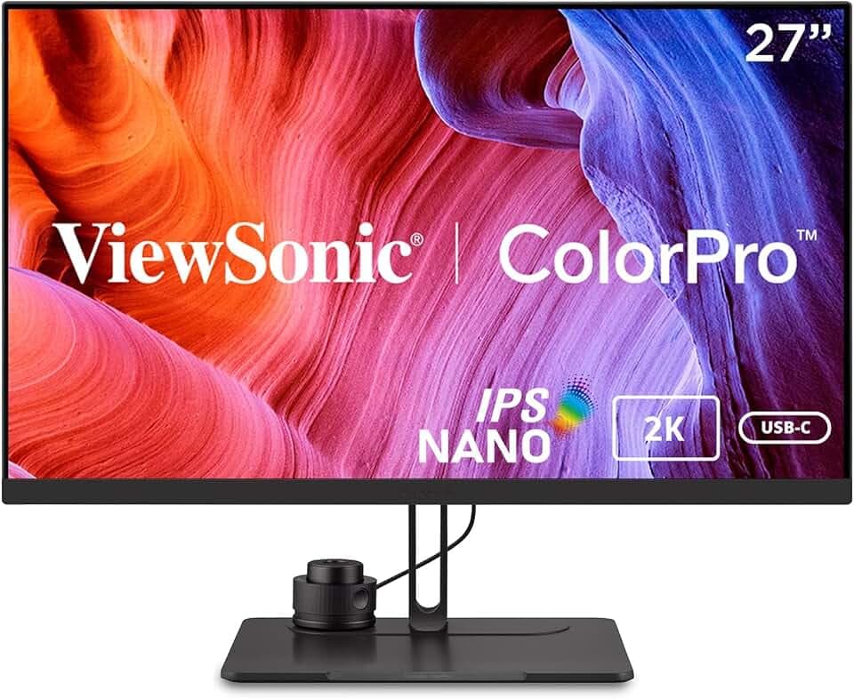 ViewSonic ColorPro VP2776 68,6 cm (27 Zoll) Fotografen Monitor mit Kalibrierfunktion (QHD, IPS, 100% sRGB, ColorPro Wheel, USB-C inkl. Ladefunktion, HDMI, DP, 5 Jahre Austauschservice) Schwarz