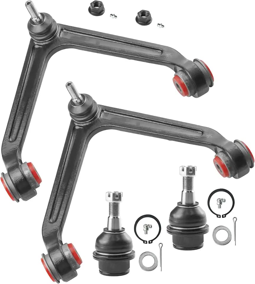 4pc Front Upper Control Arms for 2002-2005 Dodge Ram 1500, Upgrade Polyurethane Bushings, 2 Upper Control Arms with Ball Joints, 2 Lower Ball Joints, K7424 K7411