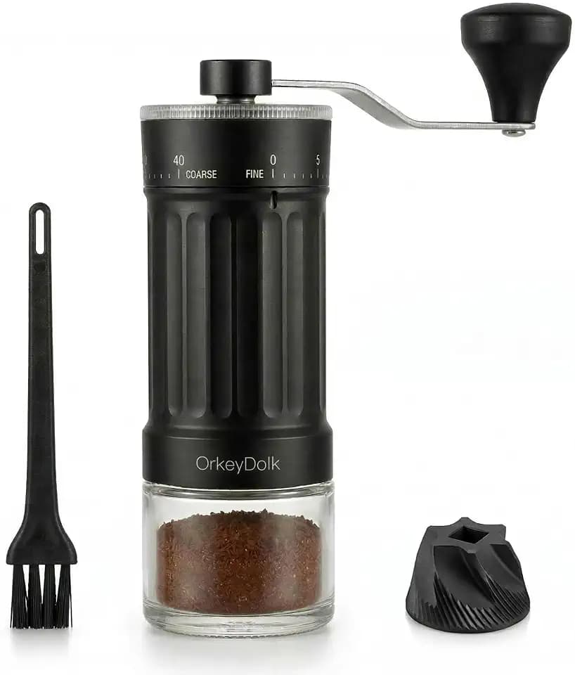 Externer, verstellbarer manueller Kaffeemühle mit hochpräzisem, zeitgemäßem Kegelmahlwerk aus Keramik, 40-stufige Einstellung, geeignet für Aeropress, Pour Over und Moka-Kannen.
