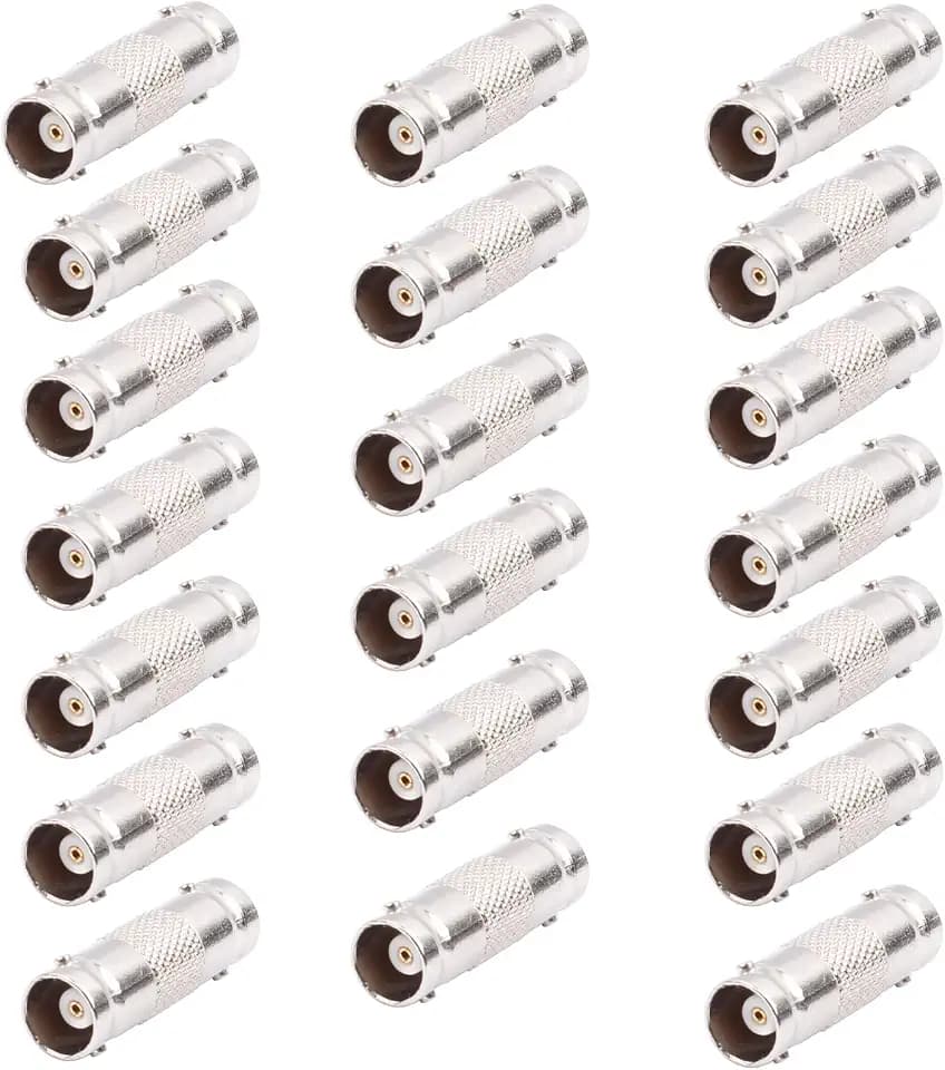 BNC Coupler 20-Pack Female to Female BNC Adapter Connector for CCTV Security Camera System Connection